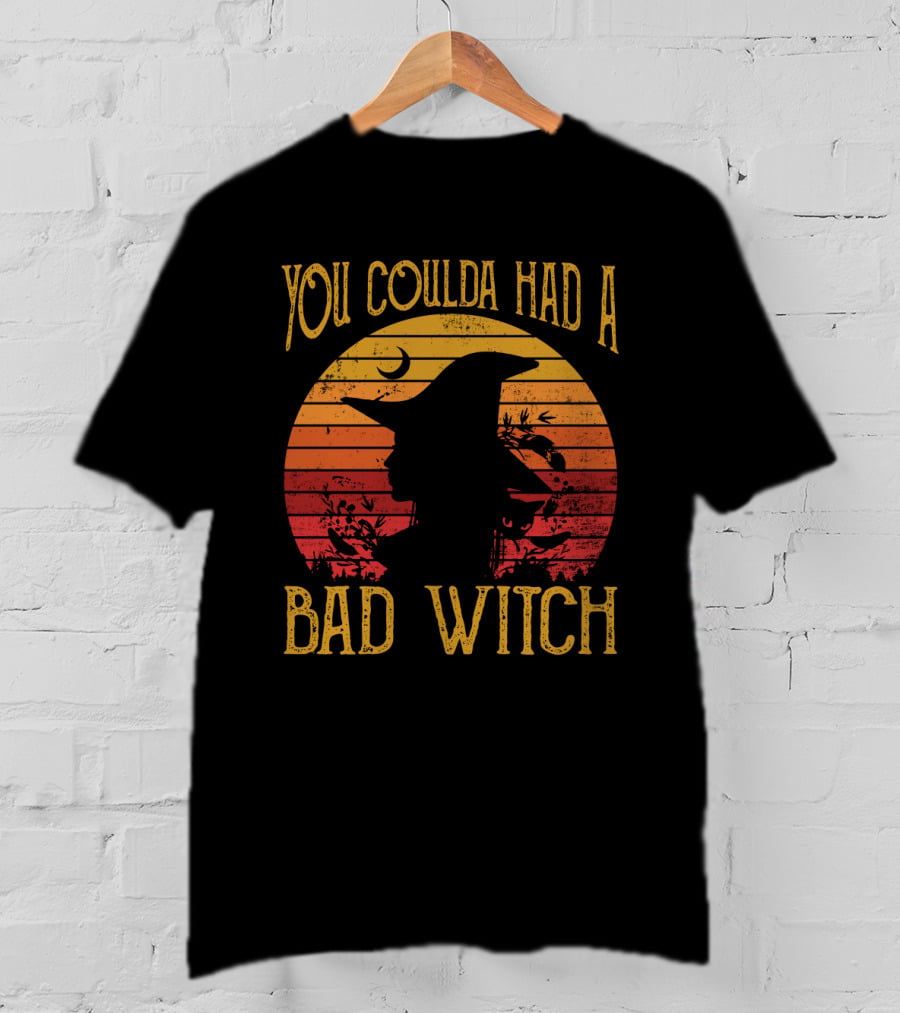 You Coulda Had A Bad Witch Vintage Sunset Witch Hat Halloween T-Shirt