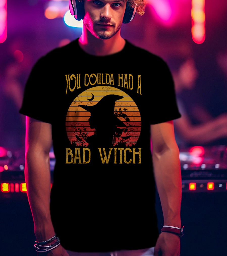 You Coulda Had A Bad Witch Vintage Sunset Witch Hat Halloween T-Shirt
