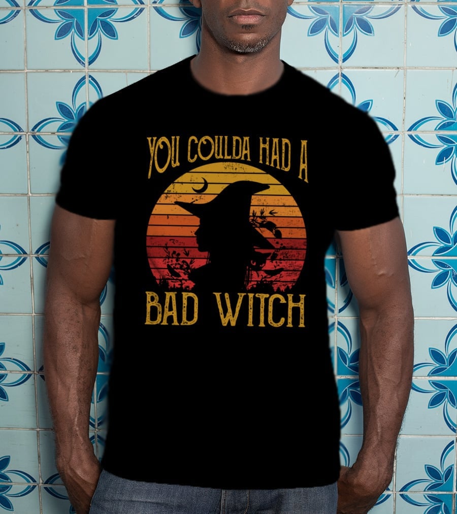 You Coulda Had A Bad Witch Vintage Sunset Witch Hat Halloween T-Shirt