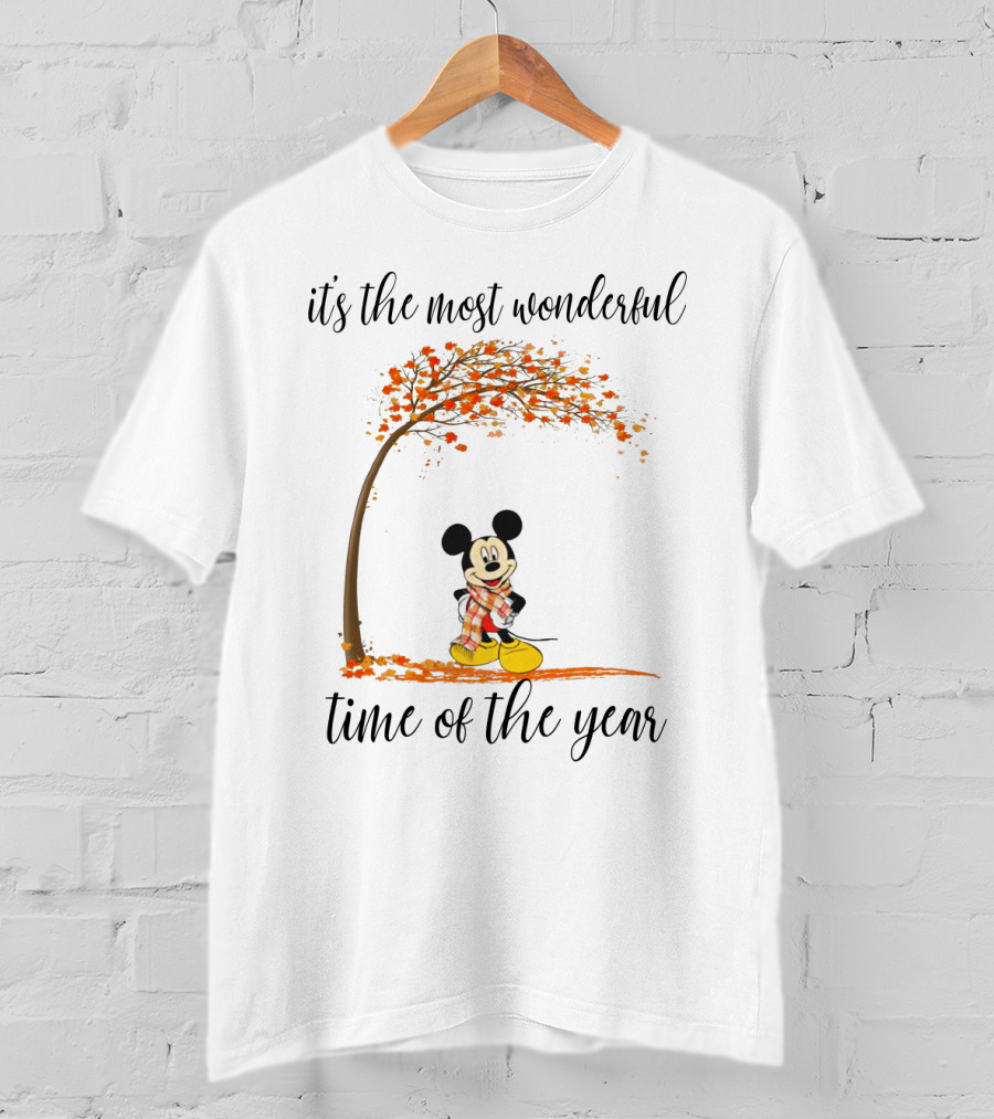 Disney Mickey It's The Most Wonderful Time Of The Year Autumn Tree T-Shirt