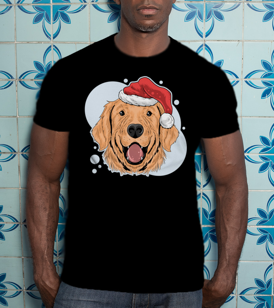 Christmas Dog Santa Claus Hat T-Shirt
