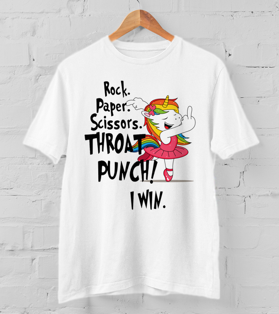 Unicorn Ballet Rock Paper Scissors Throat Punch I Win T-Shirt