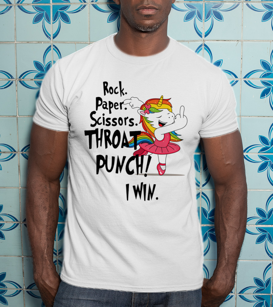 Unicorn Ballet Rock Paper Scissors Throat Punch I Win T-Shirt