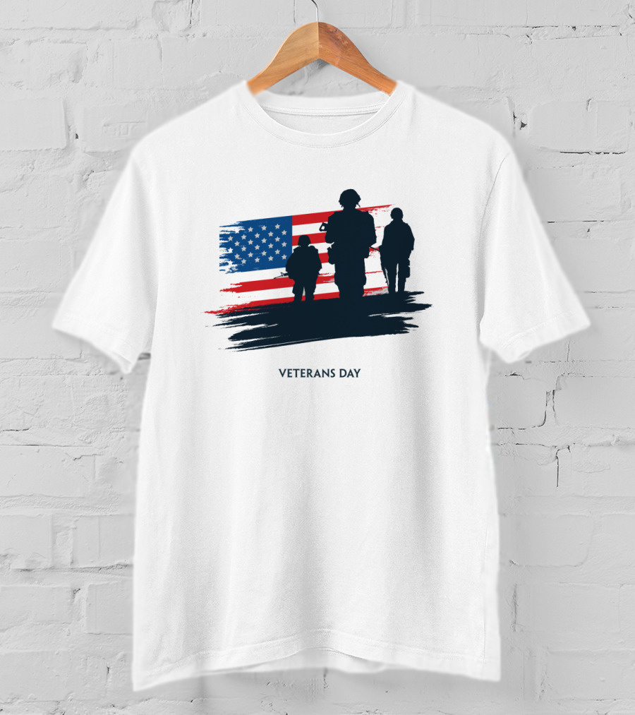 Veterans Day USA Flag With Soldier T-Shirt