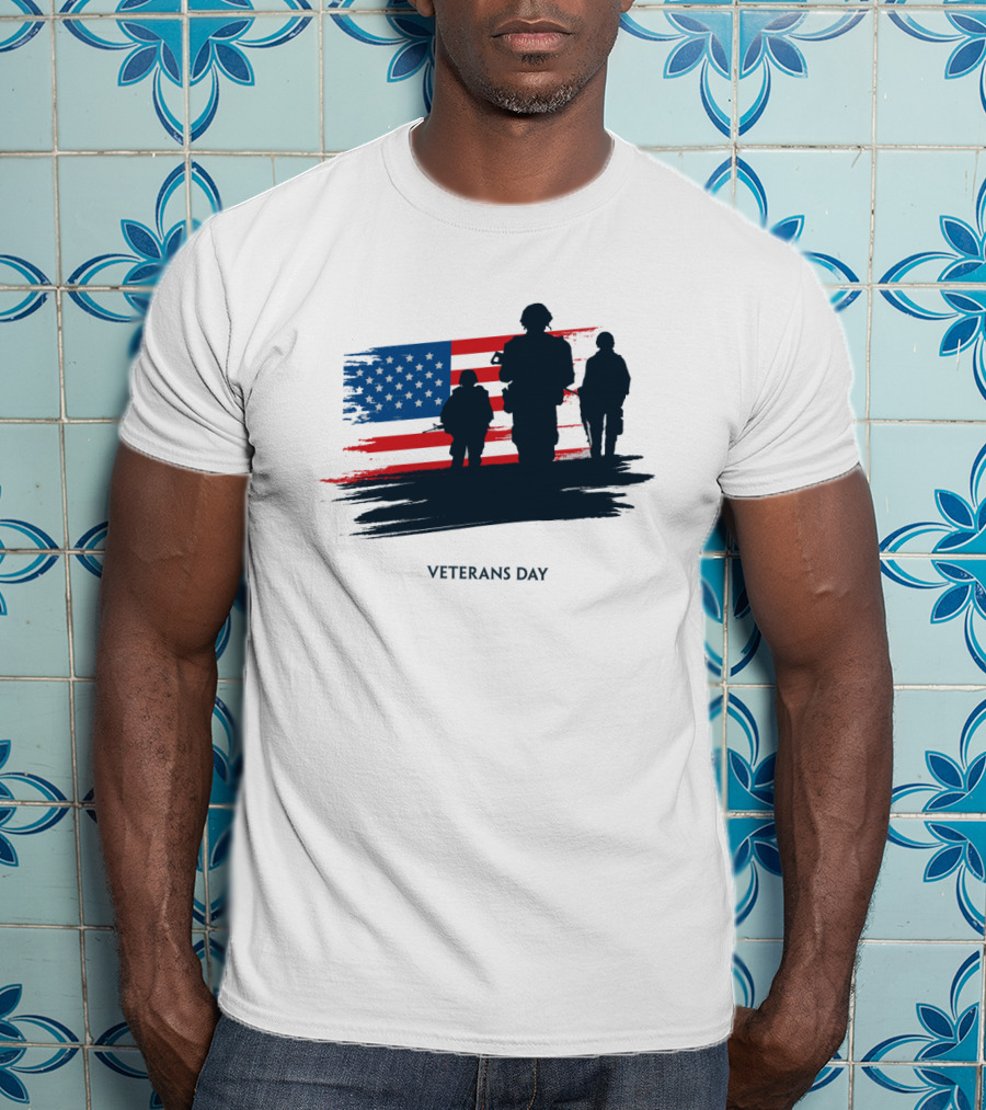 Veterans Day USA Flag With Soldier T-Shirt