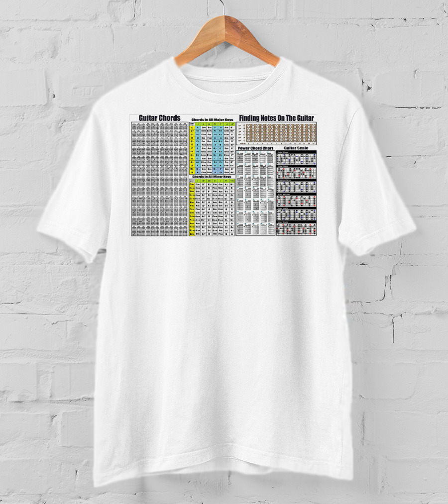 Guitar Chords Chords In All Major Keys Chords In All Minor Keys Power Chord Chart Guitar Scale Finding Notes On The Guitar T-Shirt