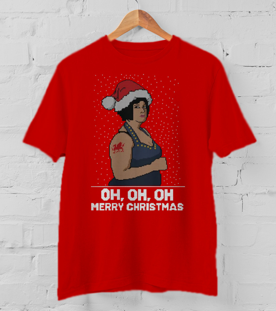 Oh Oh Oh Merry Christmas Santa Hat Tattoo T-Shirt