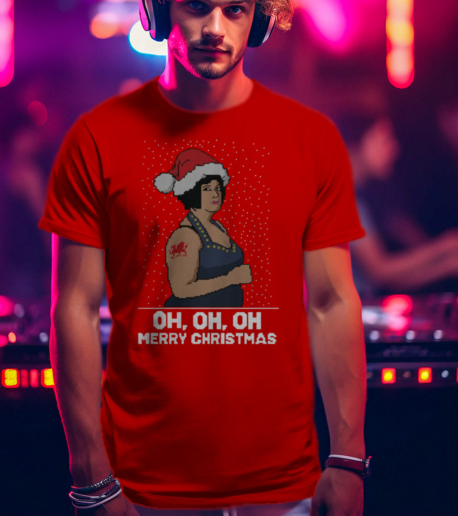 Oh Oh Oh Merry Christmas Santa Hat Tattoo T-Shirt