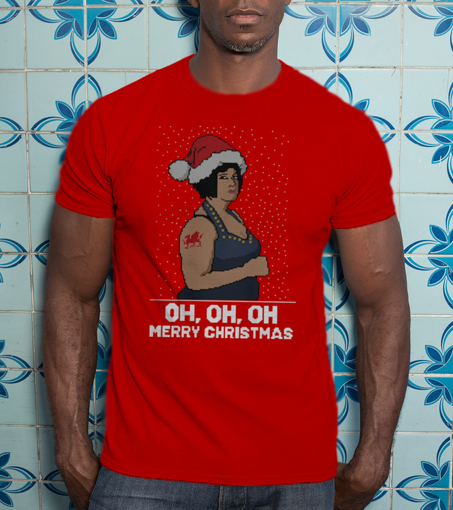 Oh Oh Oh Merry Christmas Santa Hat Tattoo T-Shirt