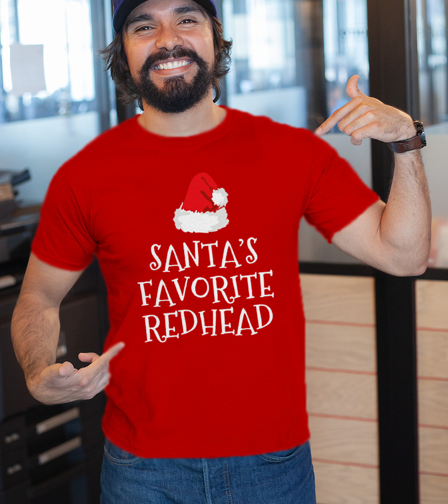 Santa's Favorite Redhead Santa Hat T-Shirt