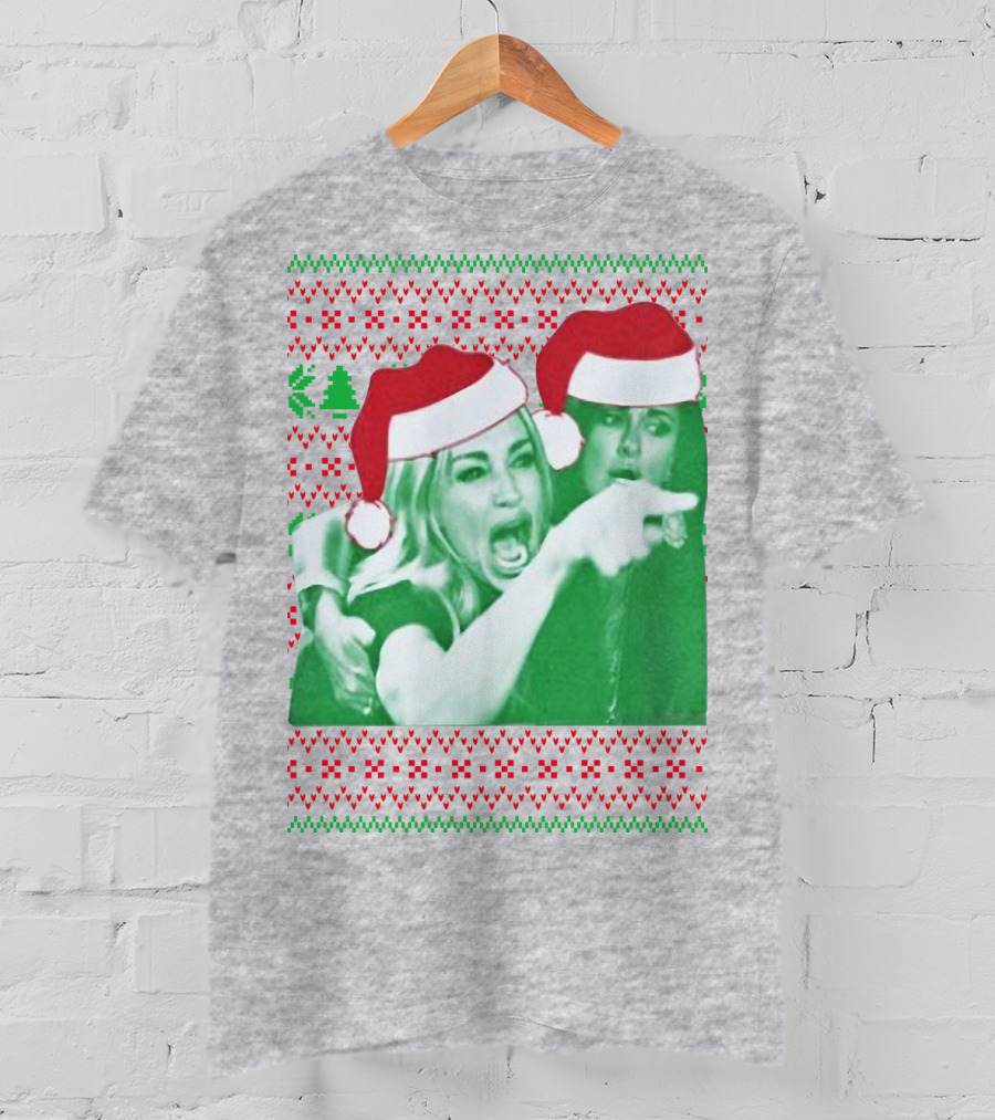 Woman Yelling At Cat Meme Christmas Santa Hats Raglan T-Shirt