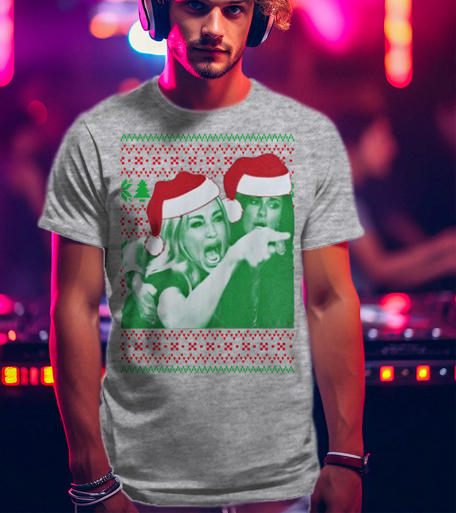 Woman Yelling At Cat Meme Christmas Santa Hats Raglan T-Shirt