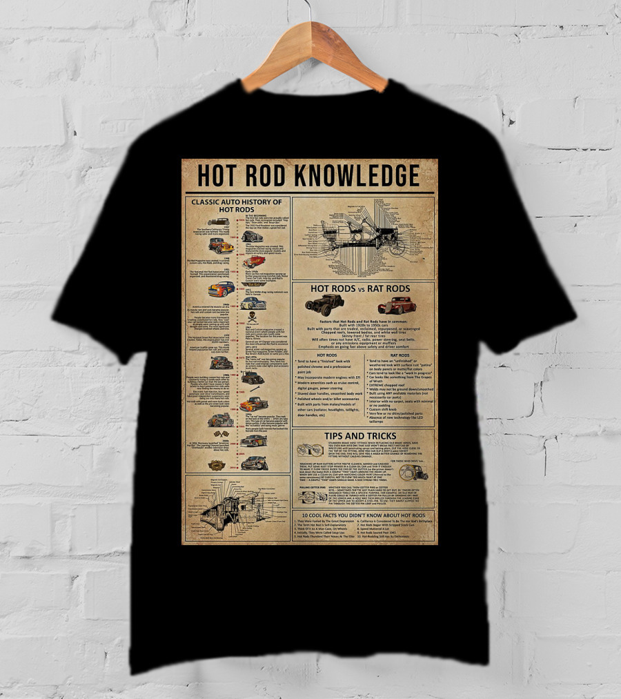 Hot Rod Knowledge Classic Auto History Hot Rods Rat Rods Tips And Tricks Facts T-Shirt