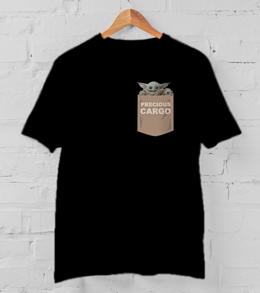 Precious Cargo Baby Yoda In Pocket Star Wars Mandalorian Grogu T-Shirt