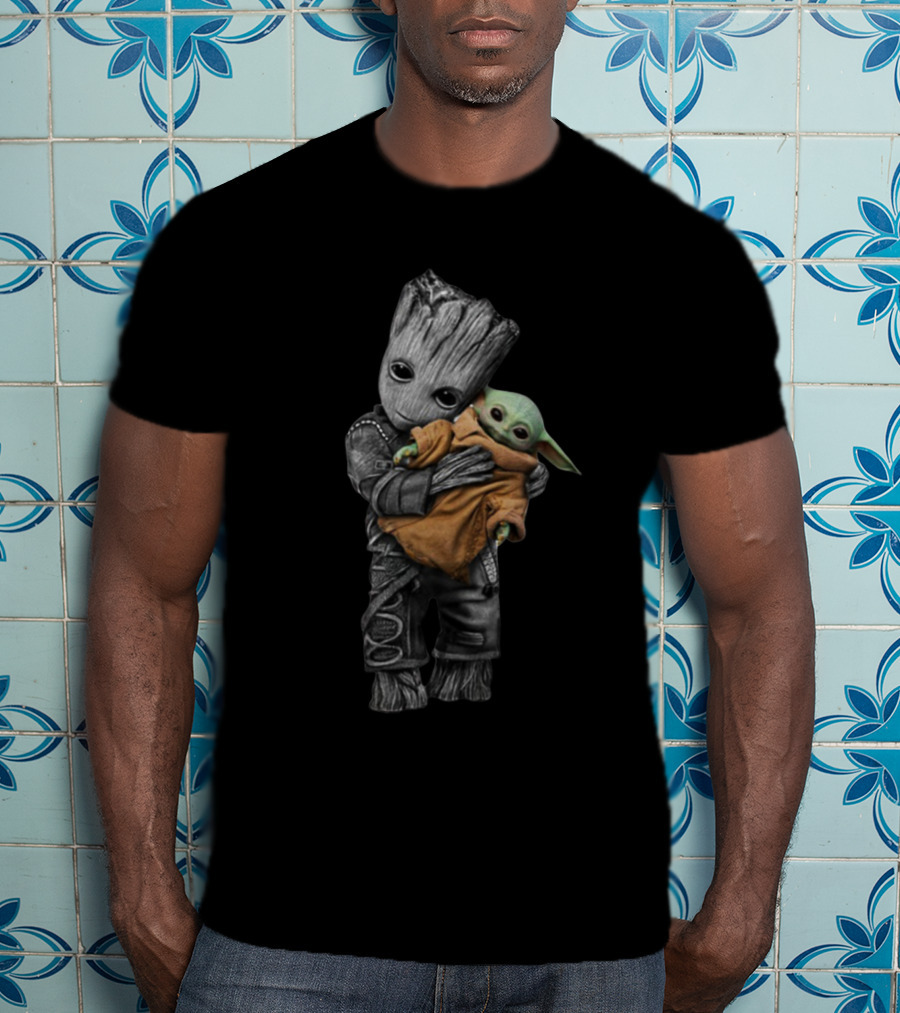 Baby Groot Holding The Child Grogu T-Shirt