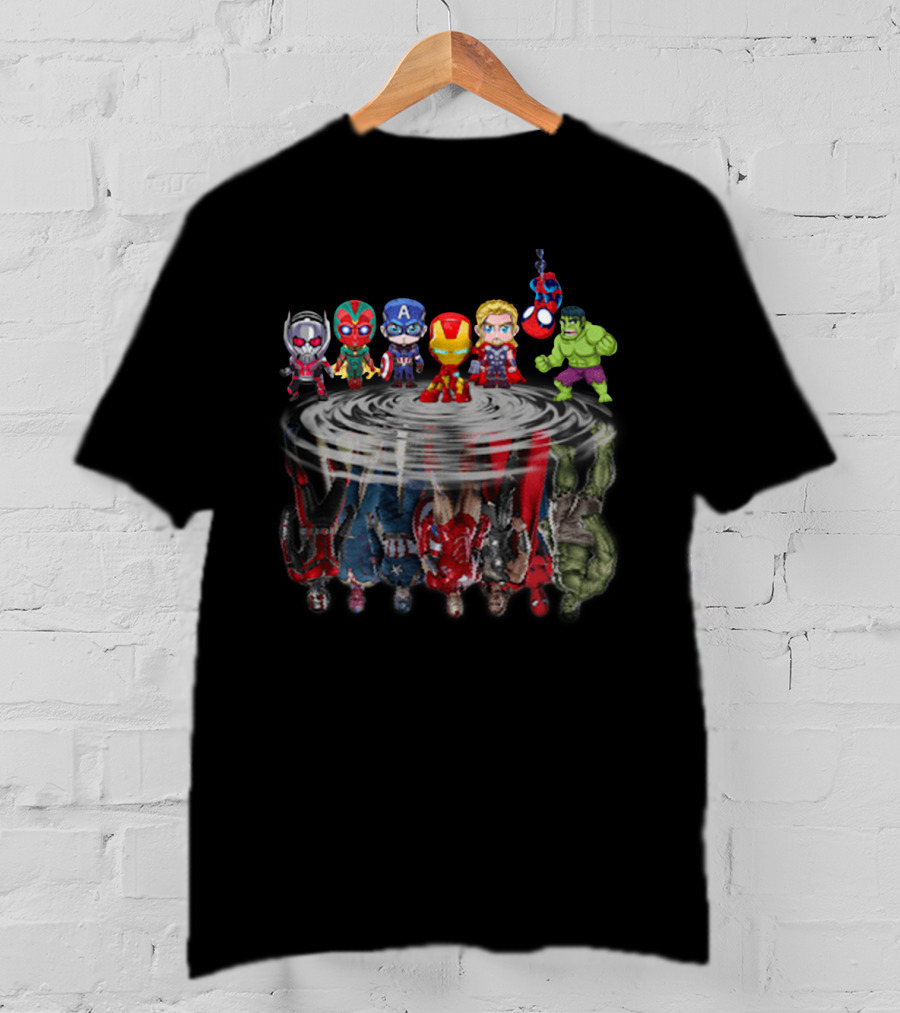 Chibi Avengers Reflection Iron Man Captain America Hulk Spider-Man Thor Vision Ant-Man T-Shirt