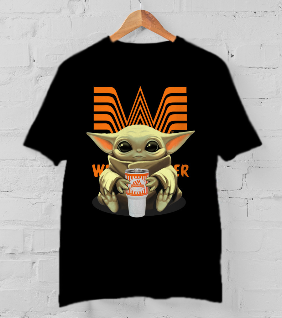Baby Yoda Holding Whataburger Cup With Iconic Whataburger T-Shirt