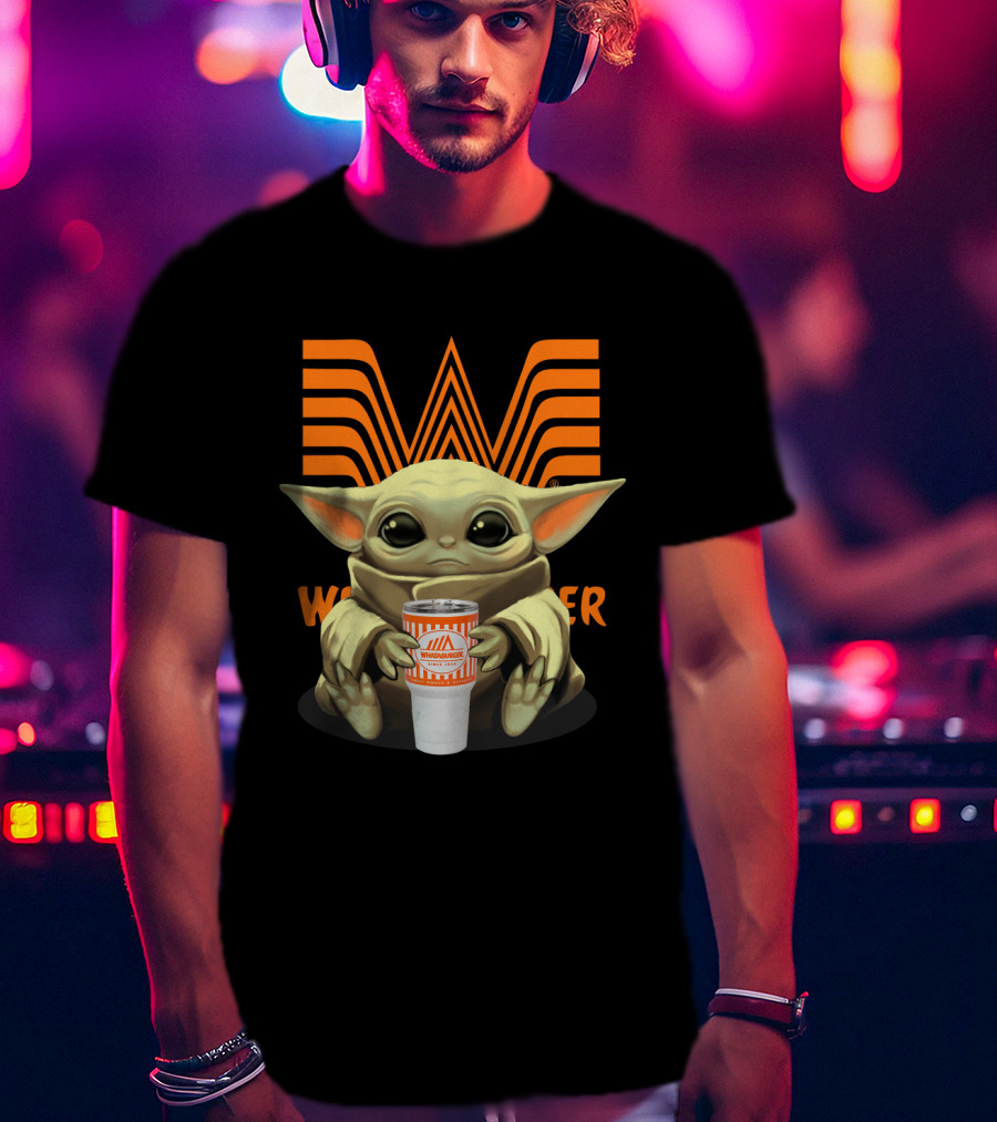 Baby Yoda Holding Whataburger Cup With Iconic Whataburger T-Shirt