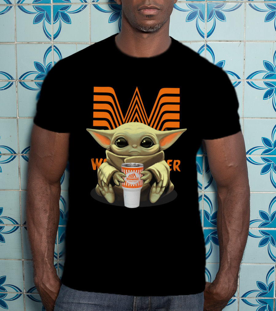 Baby Yoda Holding Whataburger Cup With Iconic Whataburger T-Shirt