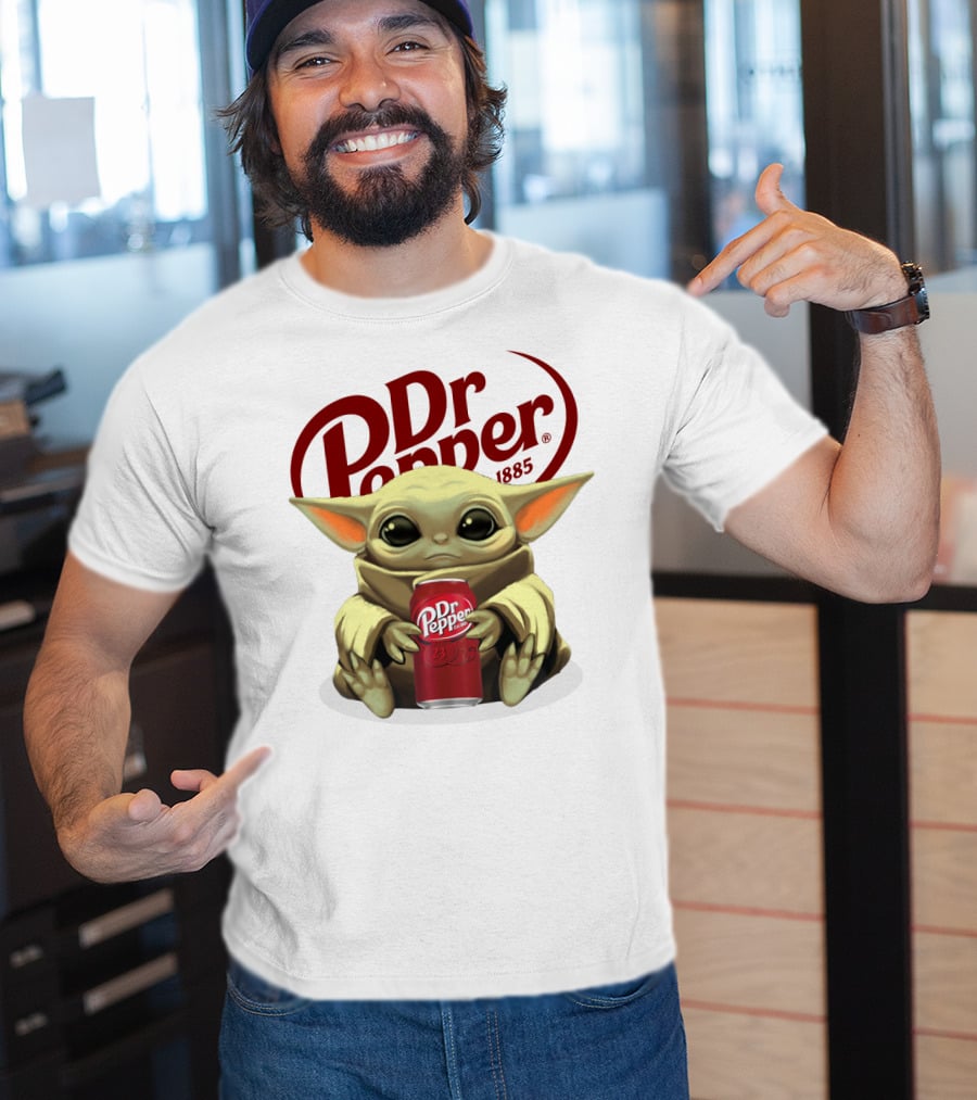 Dr Pepper 1885 Baby Yoda Holding Dr Pepper Can T-Shirt