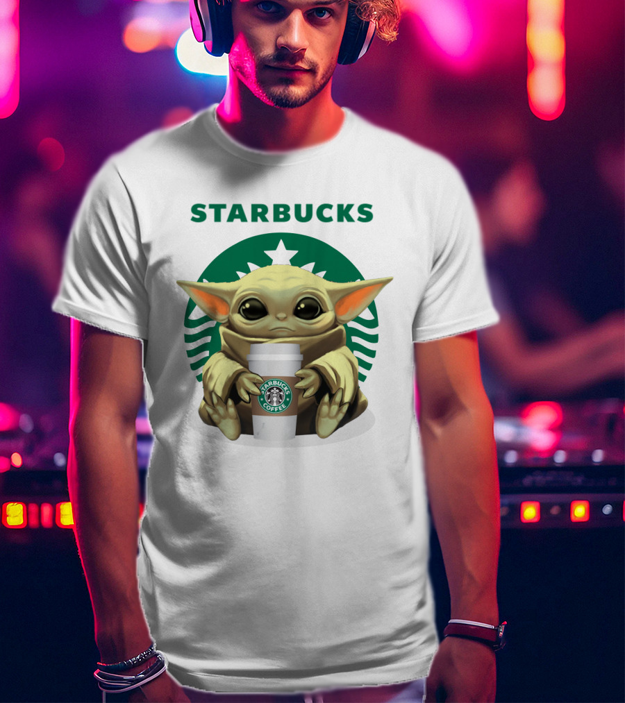 Baby Yoda Starbucks Coffee Icon Crossover T-Shirt