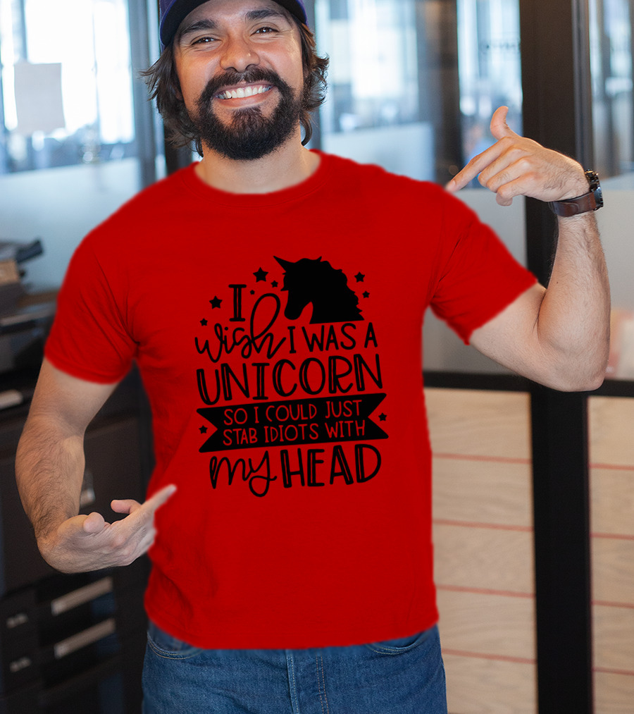 I Wish I Was A Unicorn So I Could Just Stab Idiots With My Head Stars T-Shirt