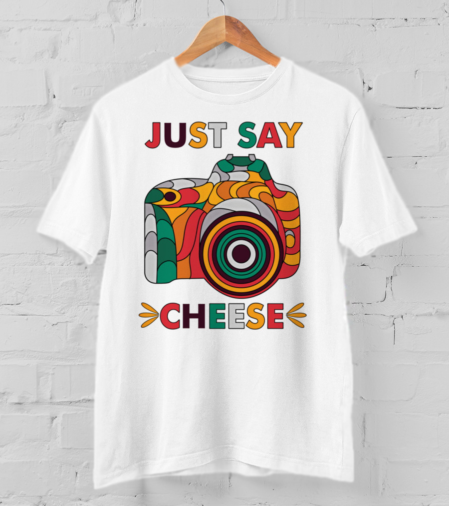 Just Say Cheese Colorful Camera T-Shirt