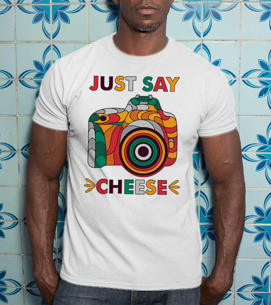 Just Say Cheese Colorful Camera T-Shirt
