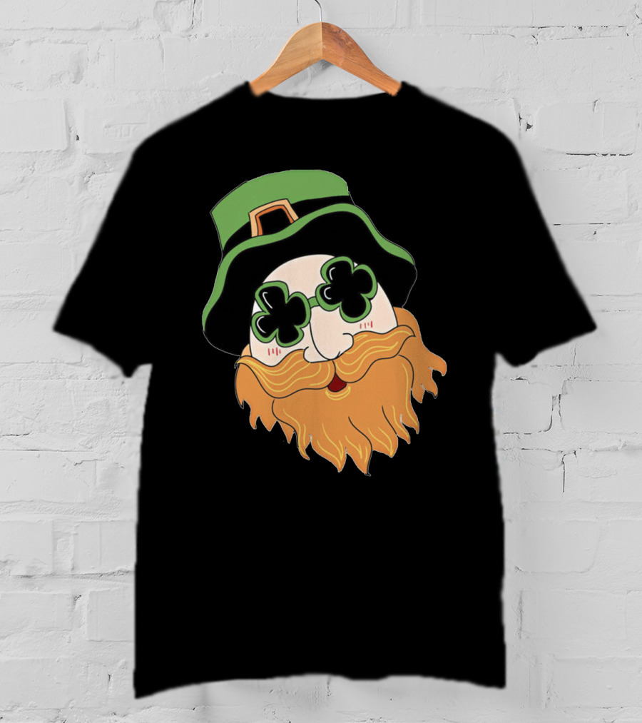 Green Hat Lucky Shamrock Beard T-Shirt