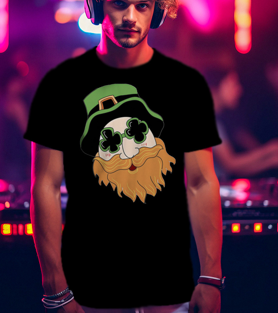 Green Hat Lucky Shamrock Beard T-Shirt