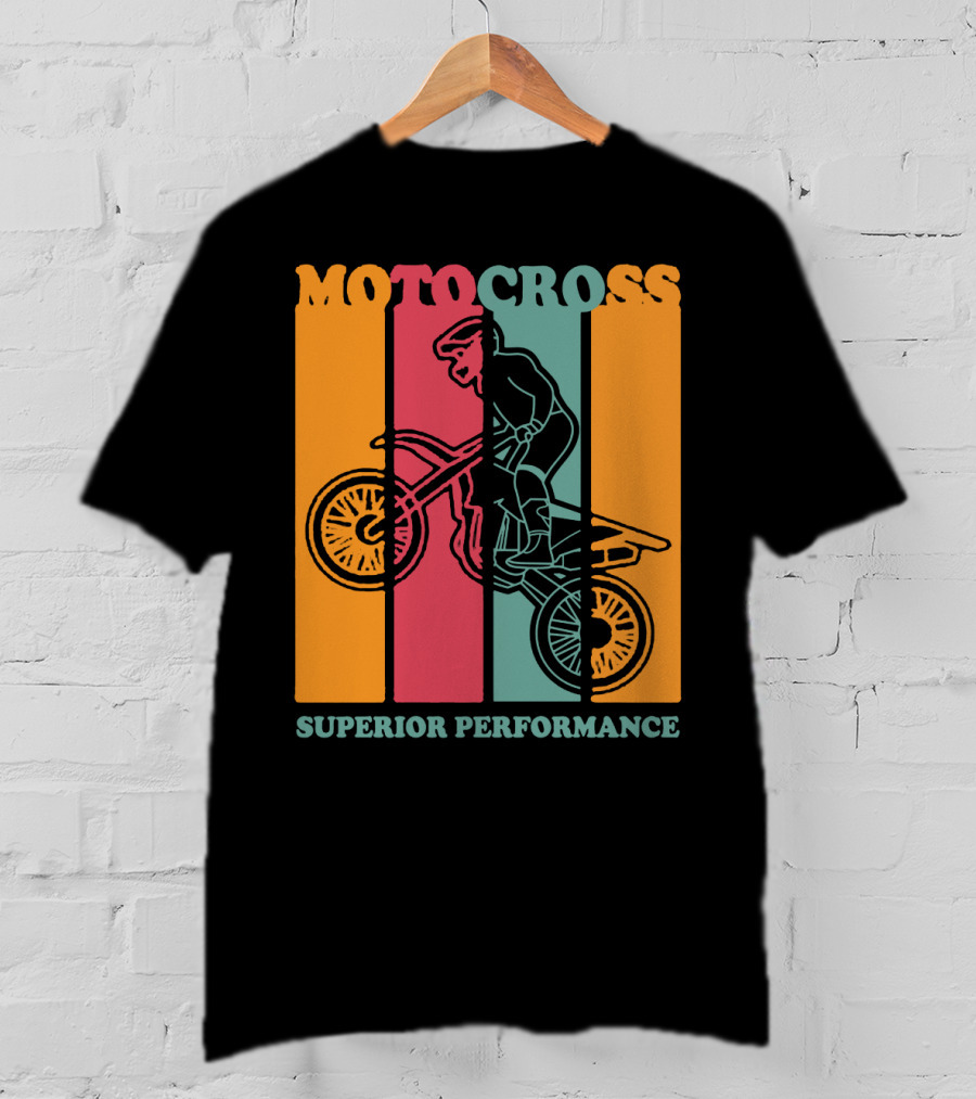Moto Cross Superior Performance Vintage Stripes Rider T-Shirt