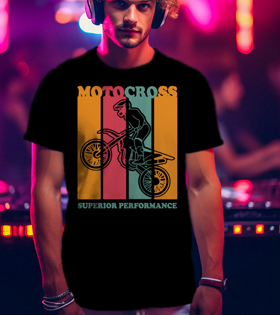 Moto Cross Superior Performance Vintage Stripes Rider T-Shirt