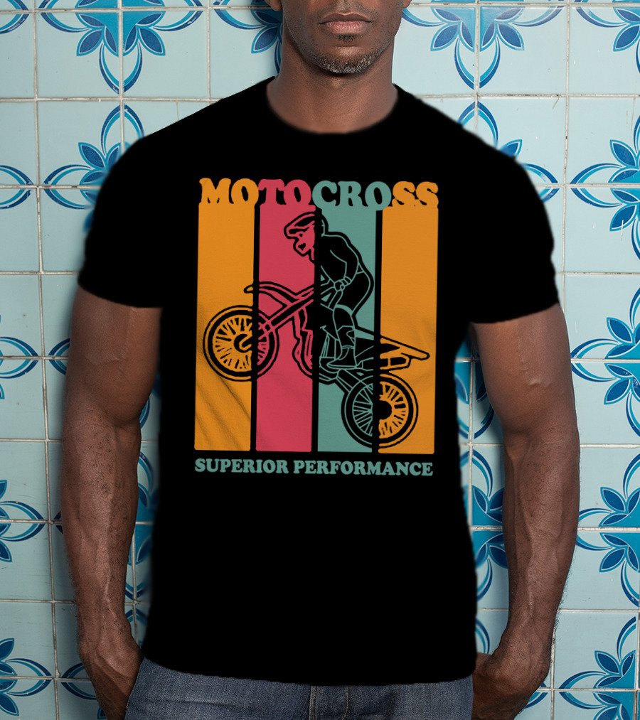Moto Cross Superior Performance Vintage Stripes Rider T-Shirt