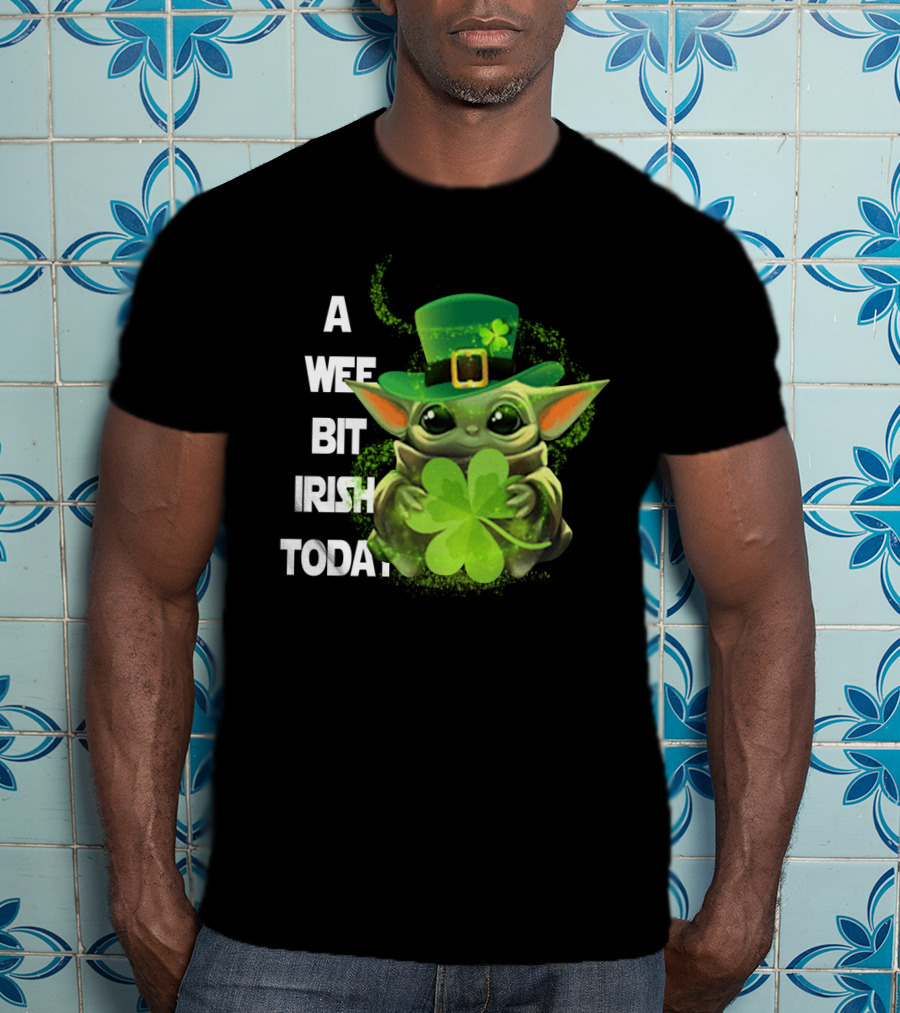 Baby Yoda A Wee Bit Irish Today Shamrock Fedora T-Shirt