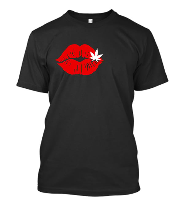 Red Lips Cannabis Weed Leaf T-Shirt