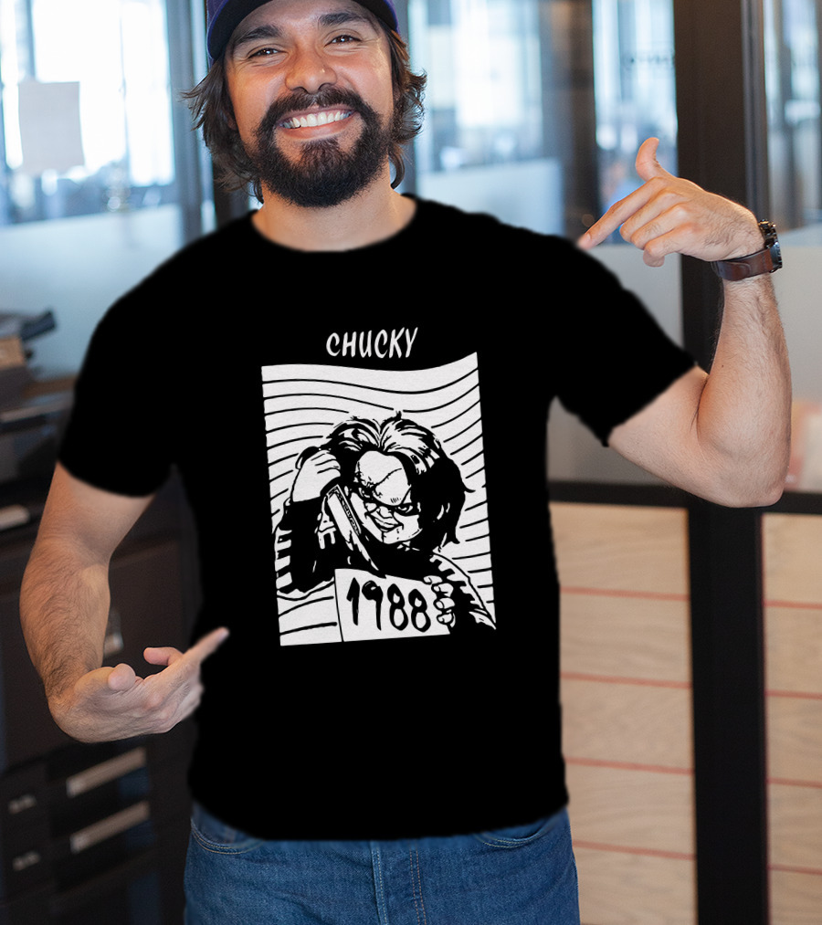 Chucky 1988 Horror Classic Movie Character With Knife T-Shirt