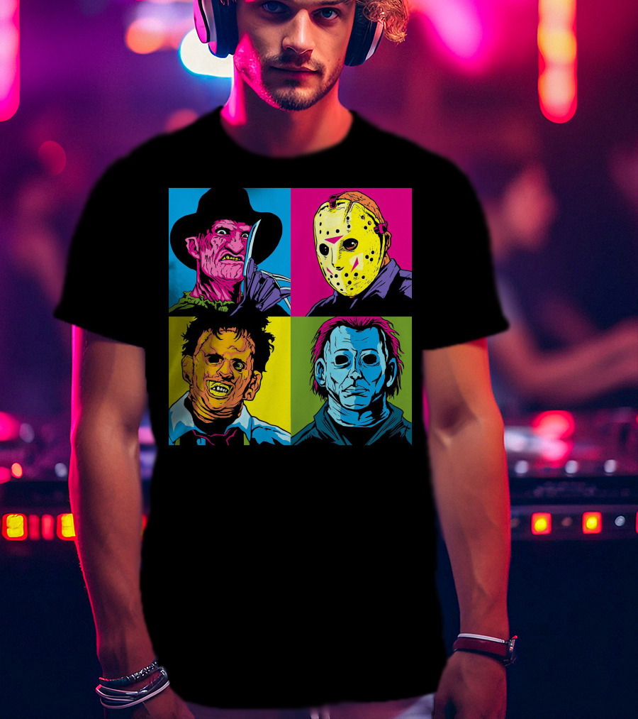 Freddy Krueger Jason Voorhees Leatherface Michael Myers Horror Movie Pop T-Shirt