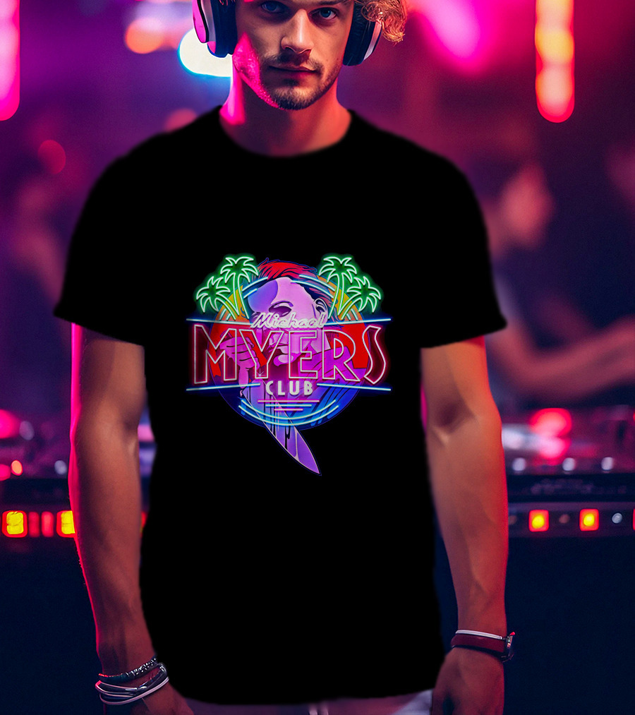 Michael Myers Club Neon Palm Retro Knife T-Shirt