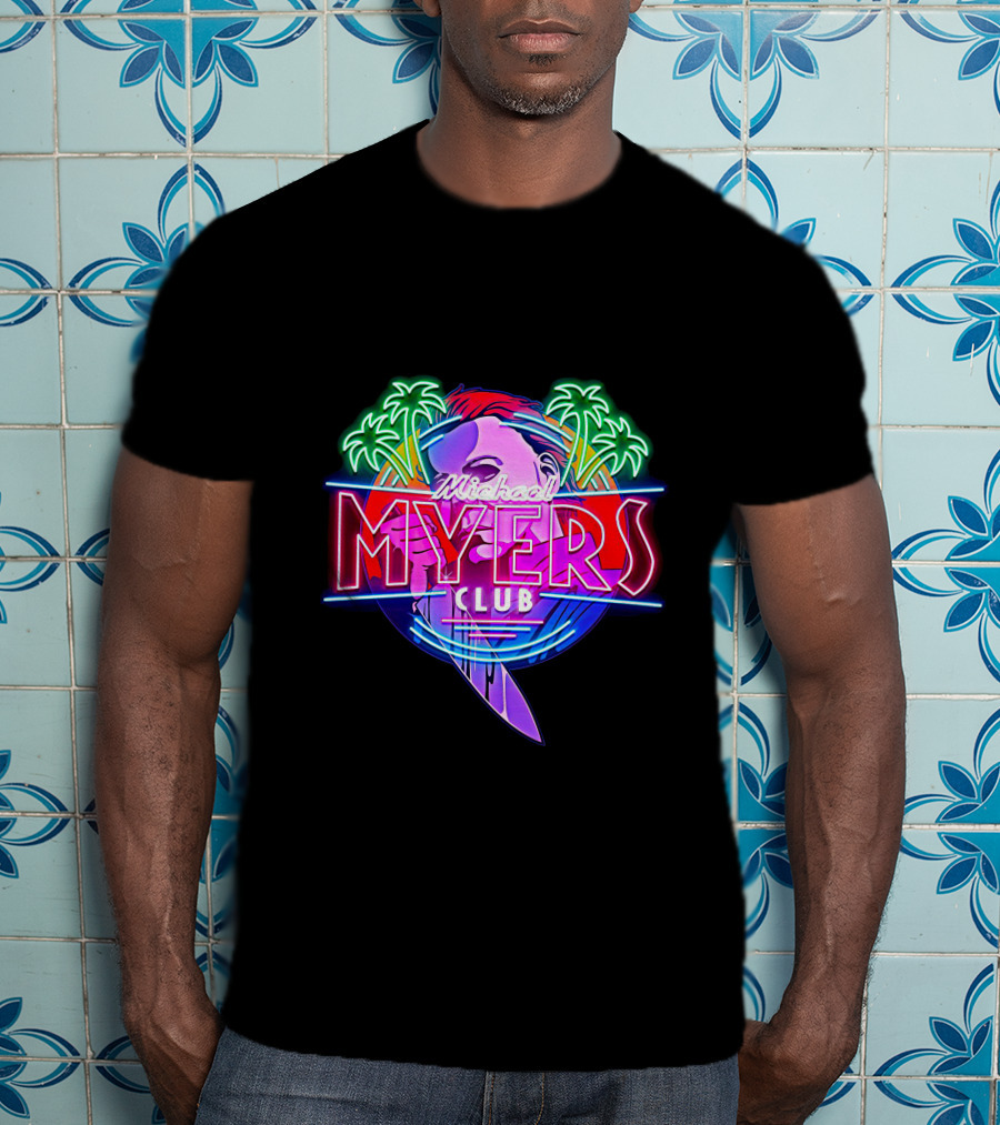 Michael Myers Club Neon Palm Retro Knife T-Shirt