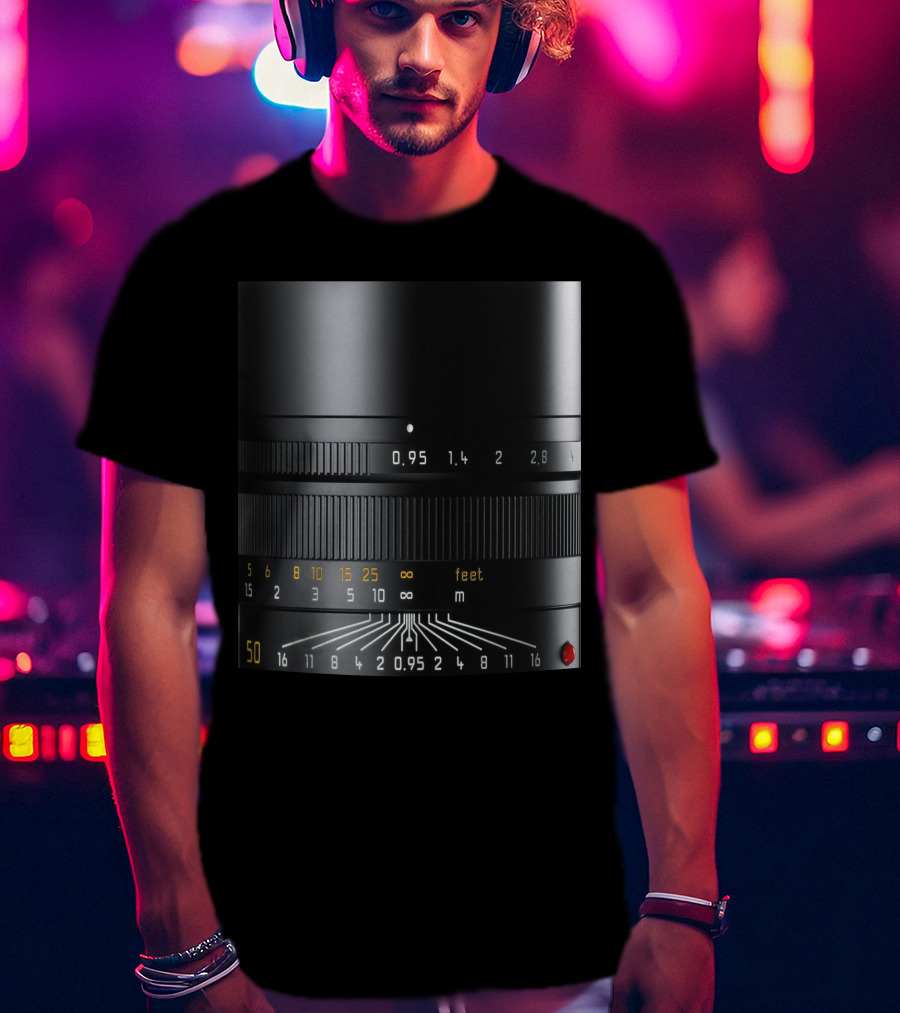 Photographer Camera Lens Detail 50mm 0.95 Aperture Measurement T-Shirt