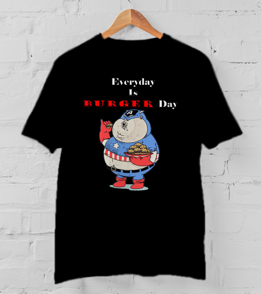 Everyday Is Burger Day Fat Captain America T-Shirt