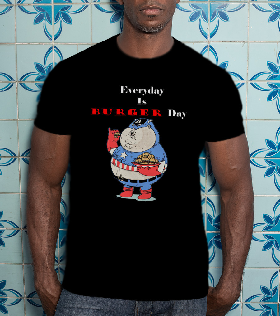 Everyday Is Burger Day Fat Captain America T-Shirt