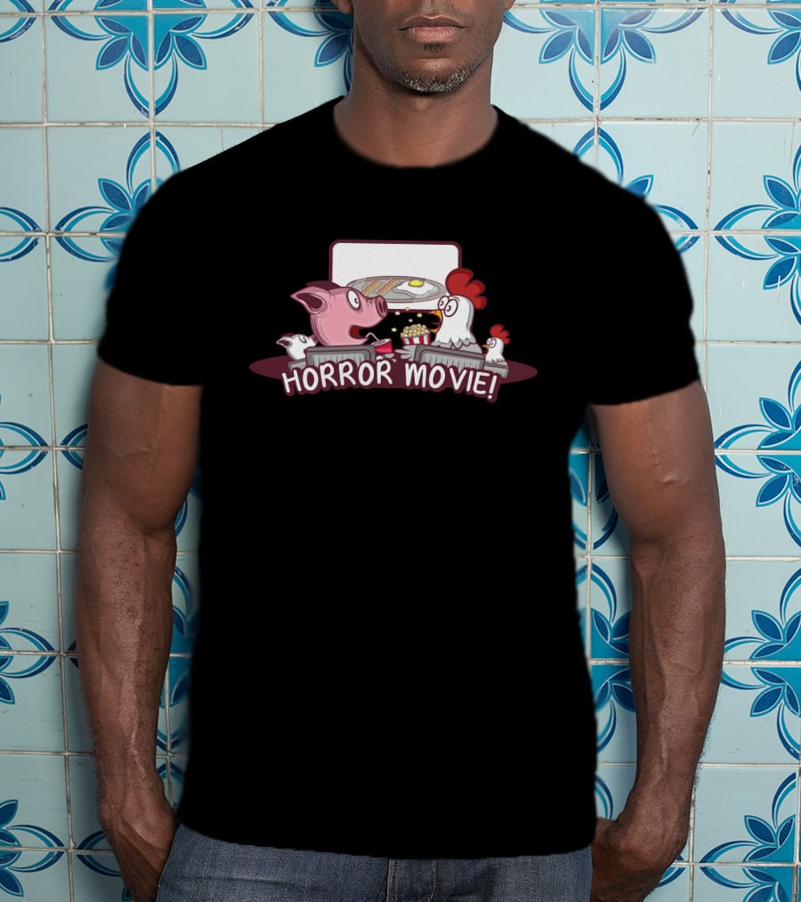 Horror Movie Pig And Chicken Breakfast Scene T-Shirt