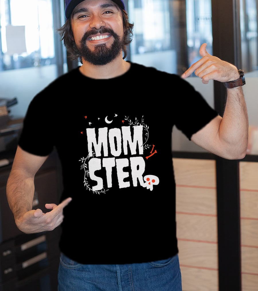 MOMSTER Halloween Mother Monster With Skull Moon And Stars T-Shirt