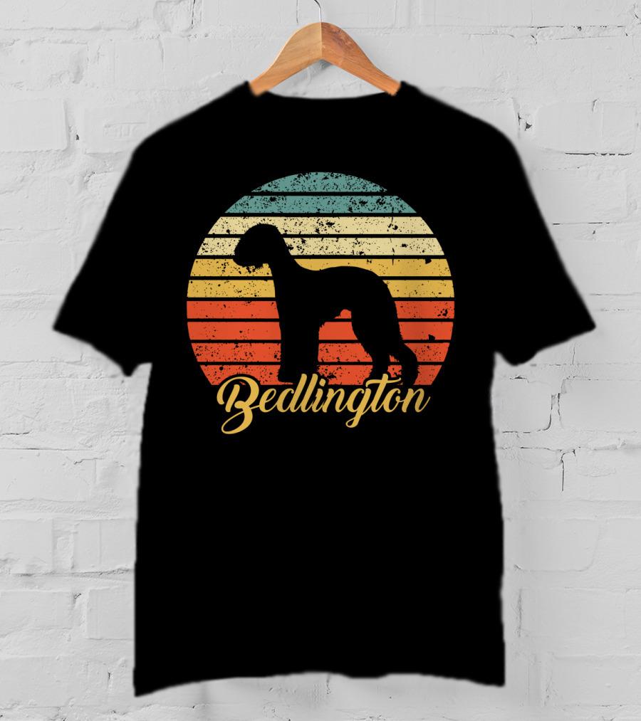 Retro Vintage Bedlington Silhouette Sunset T-Shirt