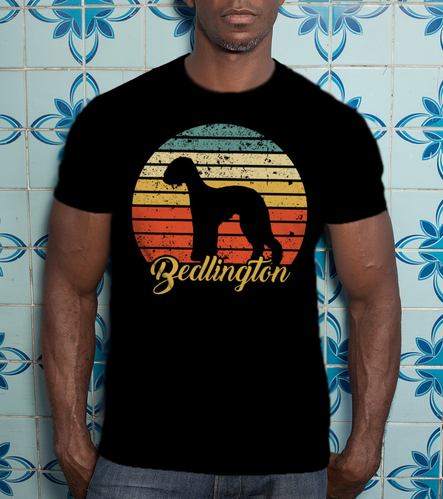 Retro Vintage Bedlington Silhouette Sunset T-Shirt