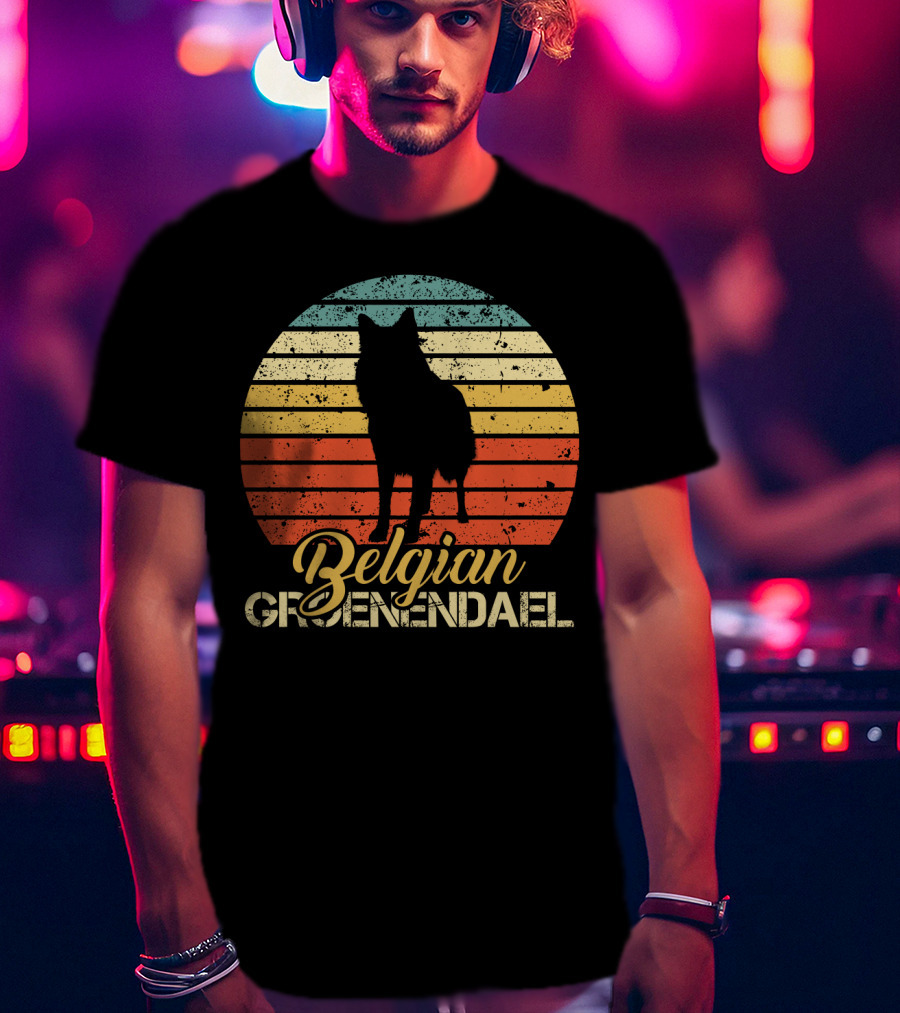 Vintage Style Retro Sunset Belgian Groenendael T-Shirt