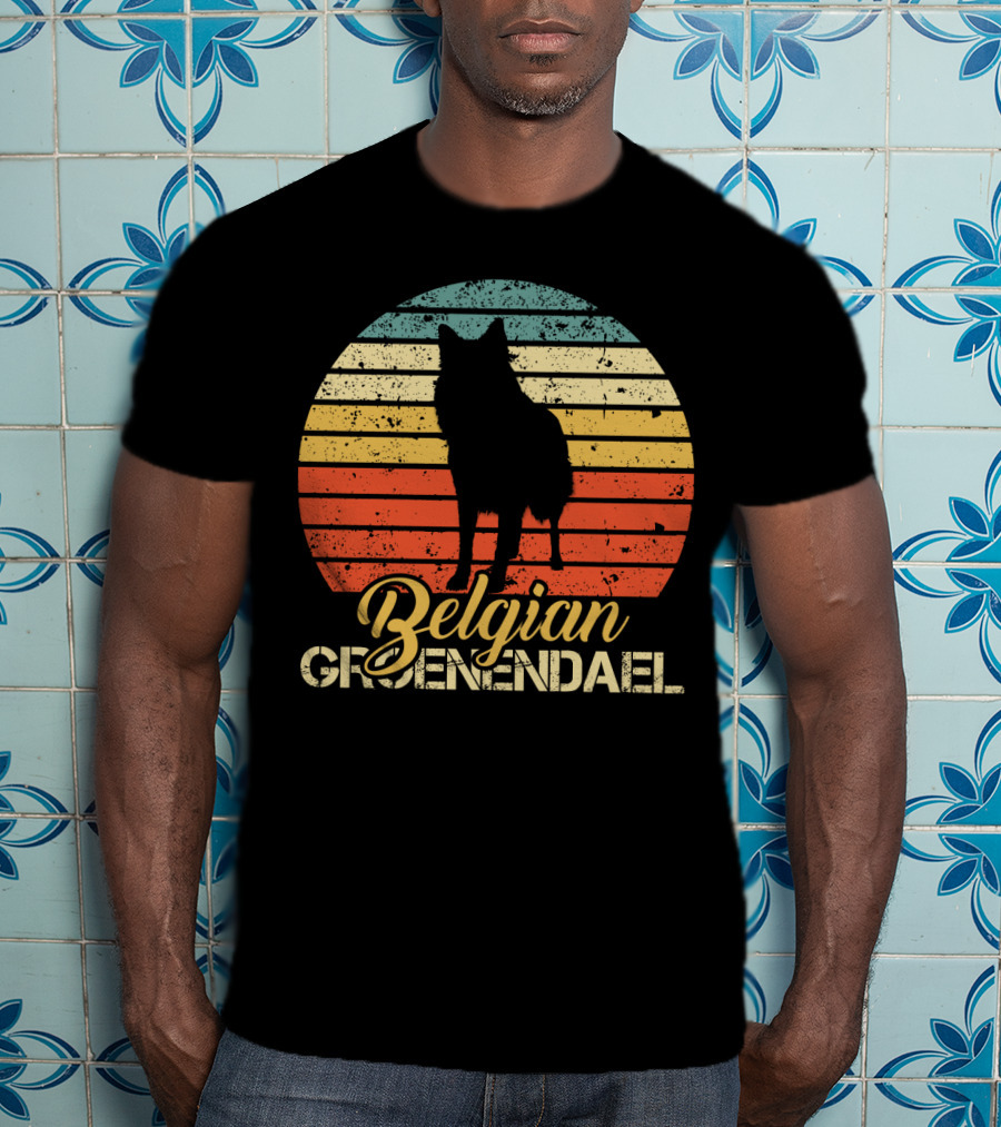 Vintage Style Retro Sunset Belgian Groenendael T-Shirt