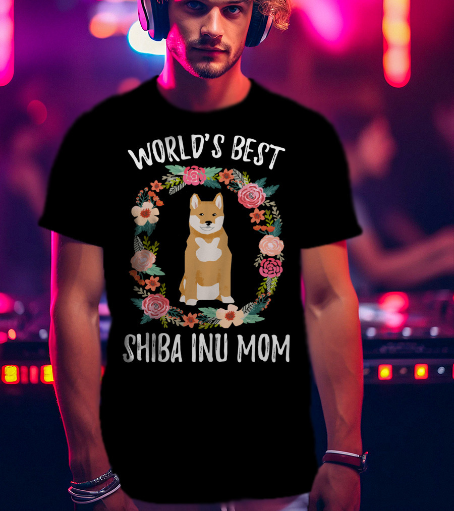 World's Best Shiba Inu Mom Floral T-Shirt