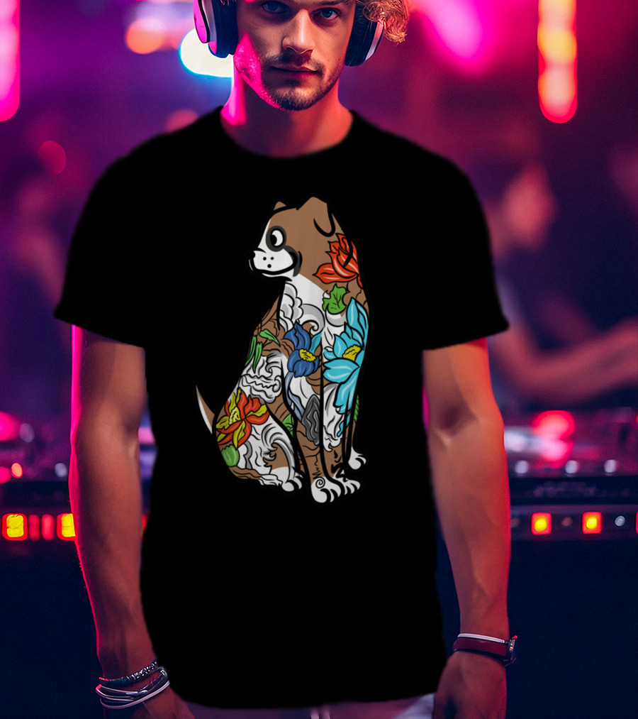 Boxer Tattoo Floral Colorful T-Shirt